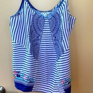 Cabi Striped/Floral Tank Top
